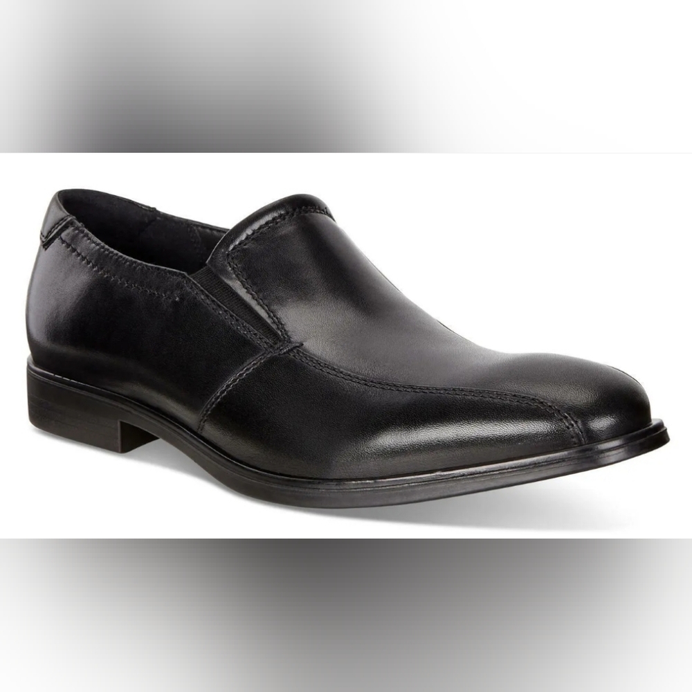 Men's ECCO Melbourne Bike Slip On Leather Shoes Black 621654 01001 Size 10- 10.5